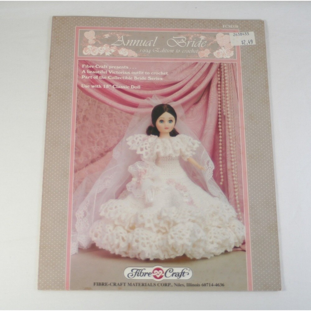 Fibre Craft Crochet Doll Pattern Booklet Annual Bride 1994 15" FCM 358